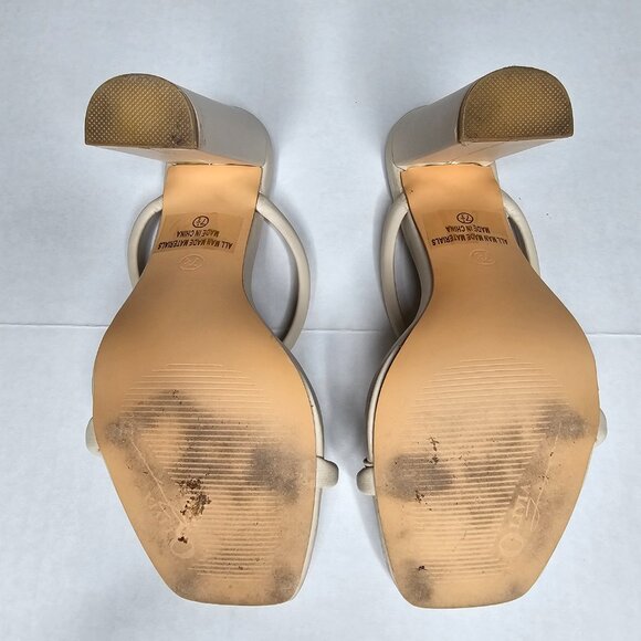 Miss Lola Jenna Block Heel Mules Ivory Square Toe Chunky Slip On Size Size 7.5 - Picture 7 of 12